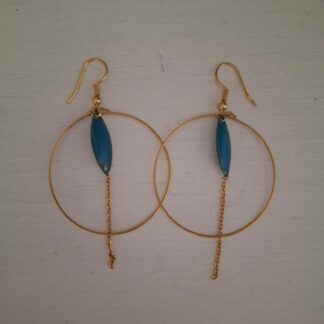Boucles d'oreilles en acier inoxydable, coloris bleu