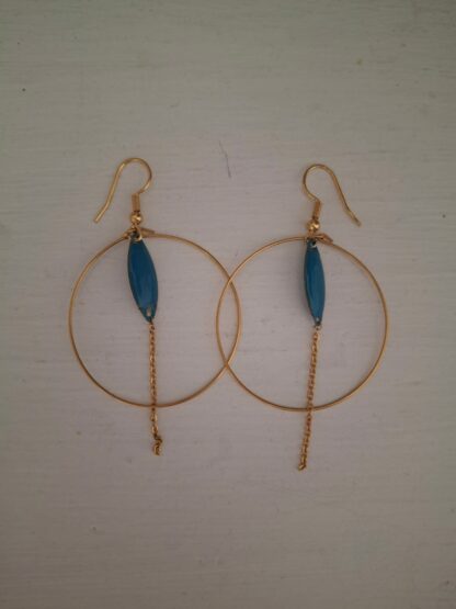 Boucles d'oreilles en acier inoxydable, coloris bleu