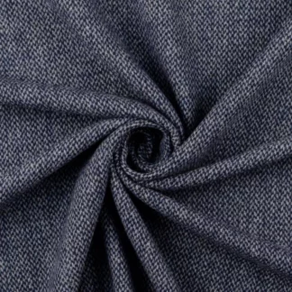 Coupon tissu en laine et polyester (40% laine) bleu chiné, 1m45 X 1m20